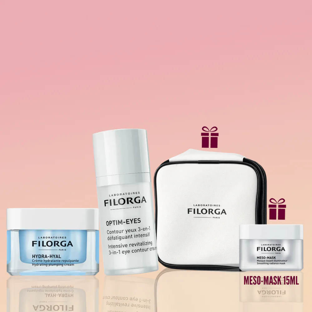 FILORGA OPTIM-EYES 15 ML + HYDRA-HYAL CRÈME 50 ML =TROUSSE+ MESO-MASK 15 ML OFFERT
